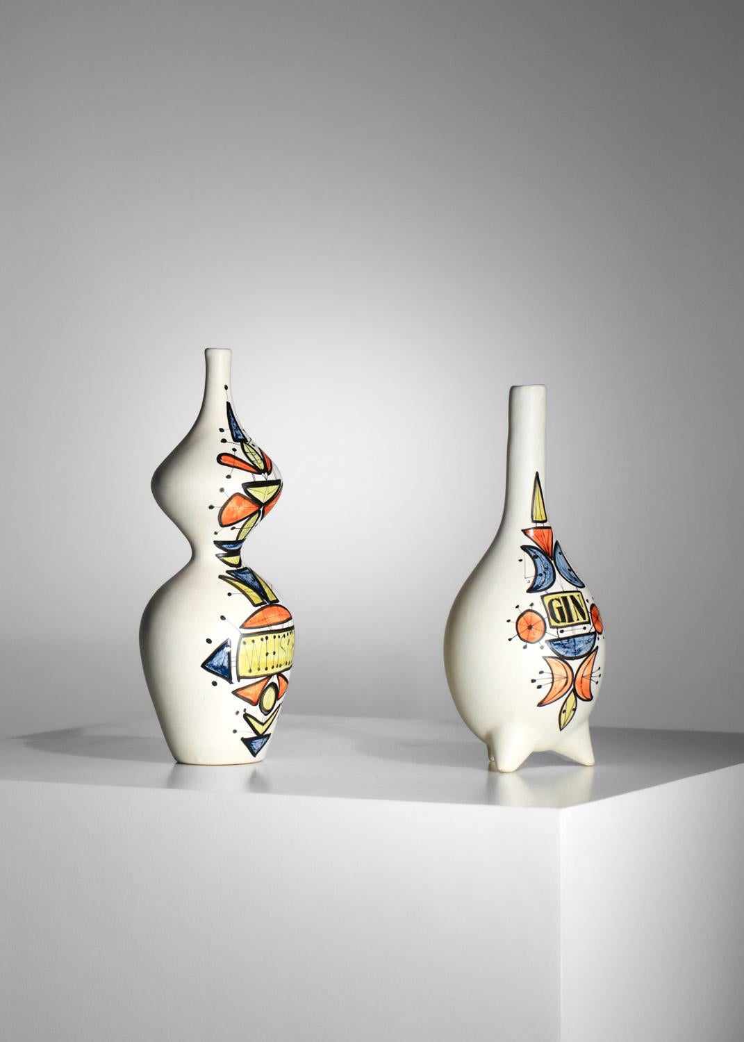 2 bottiglie di ceramica roger capron vallauris anni '60 In condizioni buone in vendita a Ternay, Auvergne-Rhône-Alpes