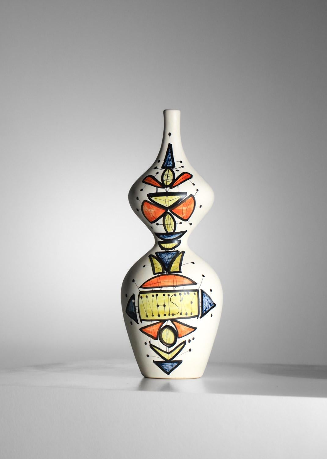 Metà XX secolo 2 bottiglie di ceramica roger capron vallauris anni '60 in vendita