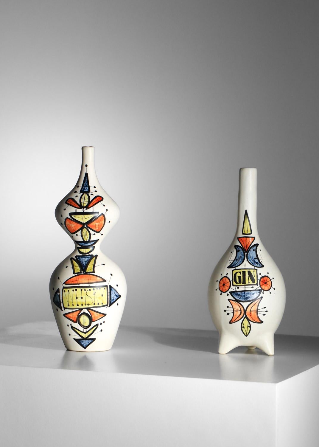 2 bottiglie di ceramica roger capron vallauris anni '60 in vendita 1