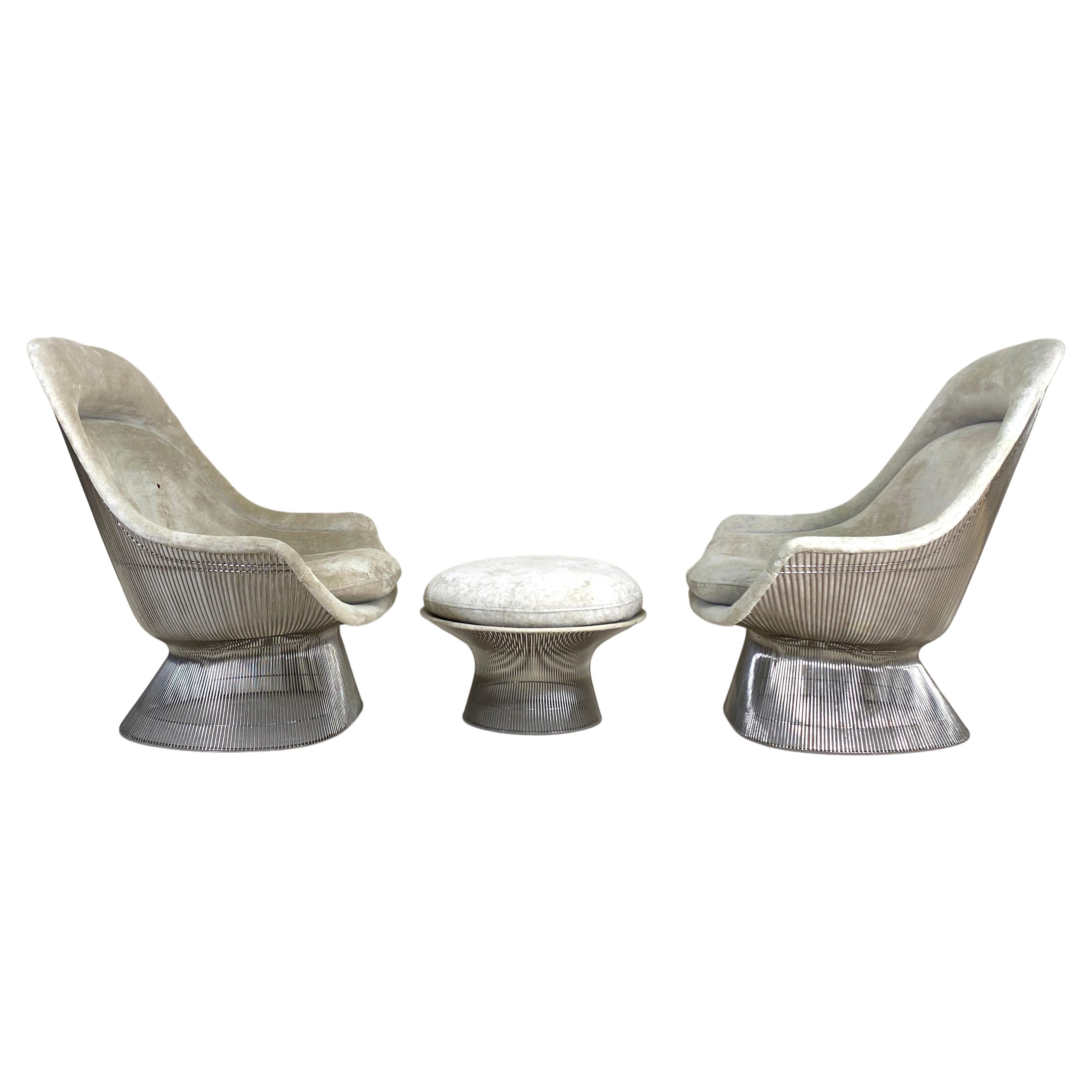 Bronze Throne chair and ottoman by Warren Platner at 1stDibs
