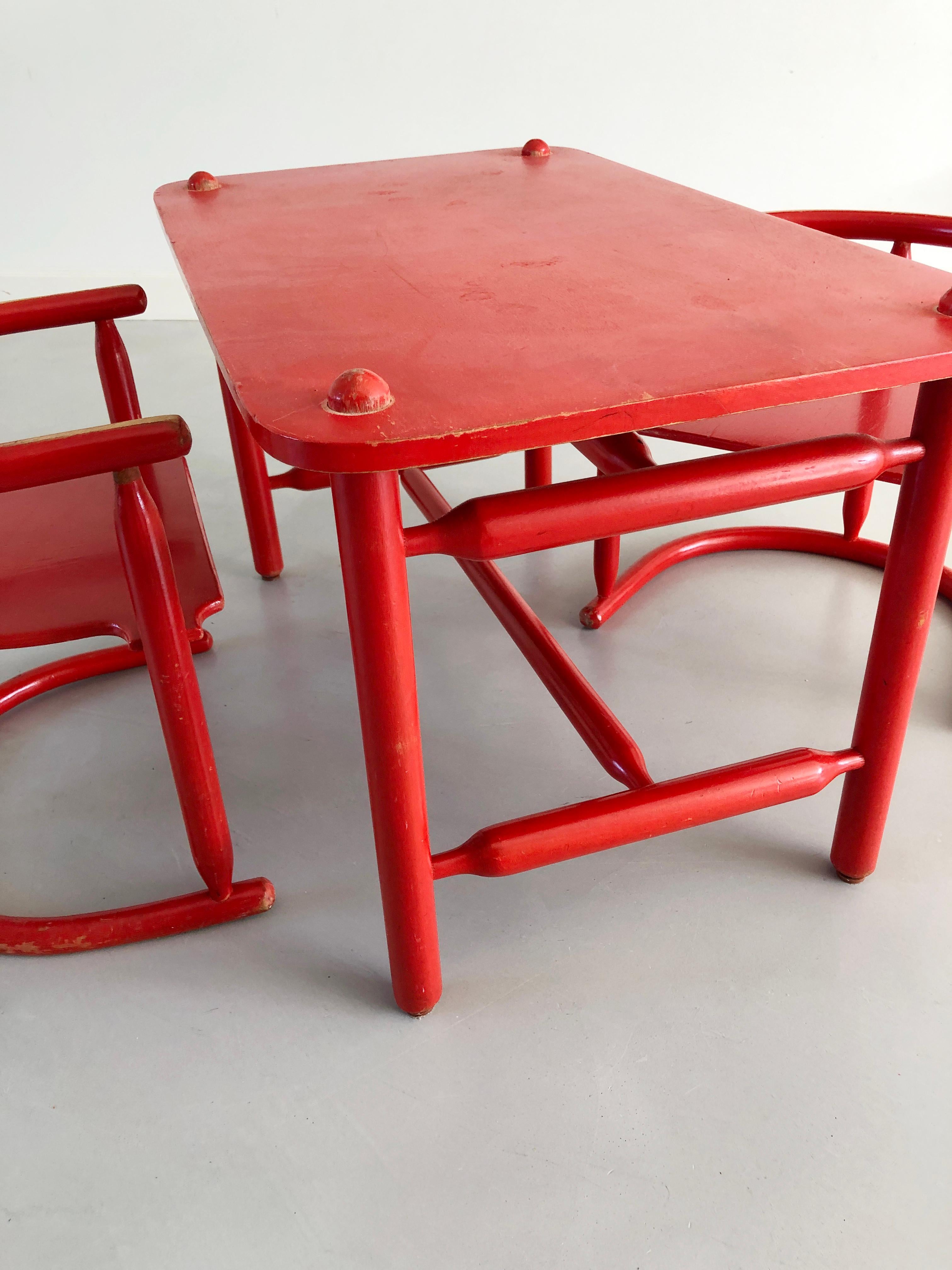2 Chairs & Table set Anna - Karin Mobring for IKEA 1963 - Original paint For Sale 6