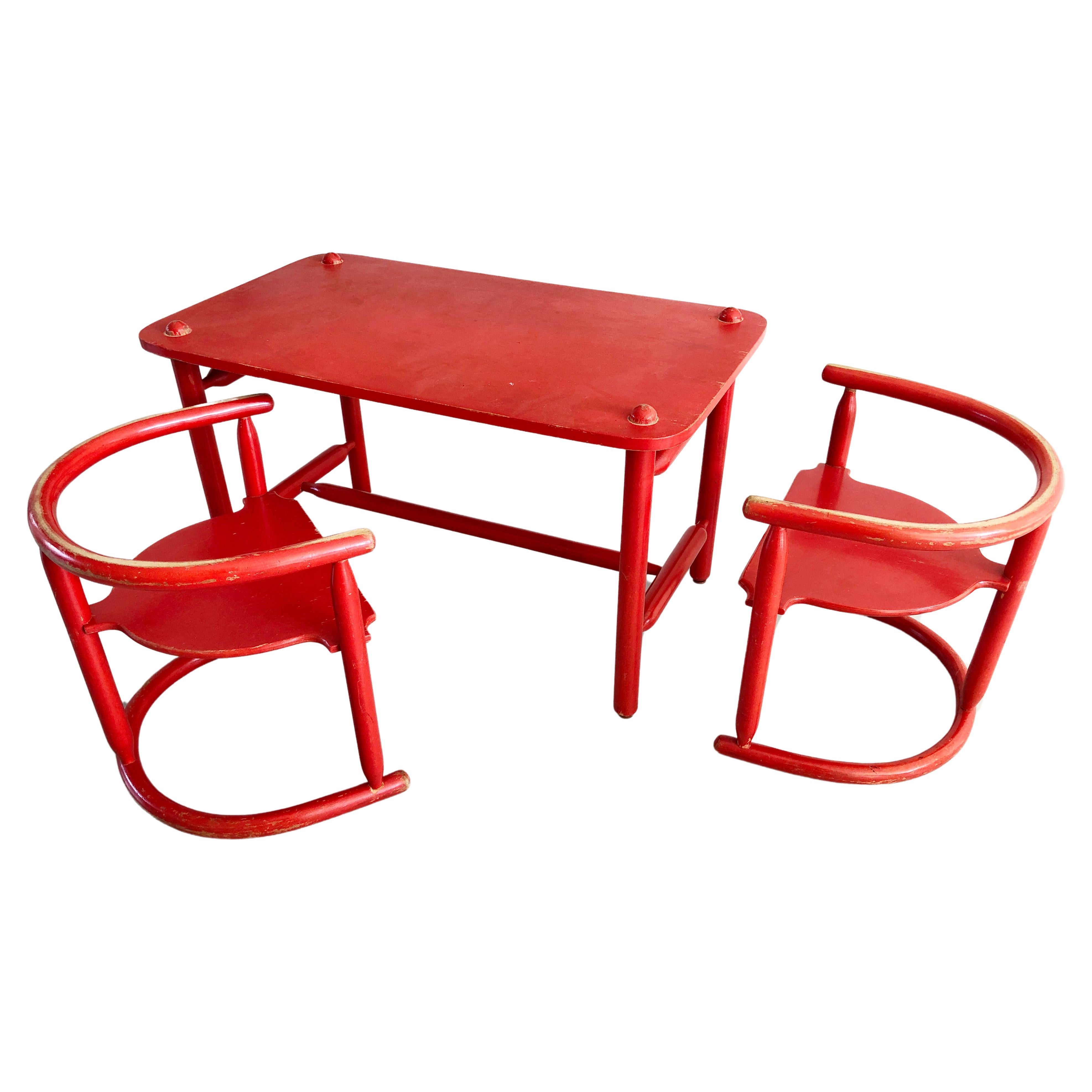 2 Chairs & Table set Anna - Karin Mobring for IKEA 1963 - Original paint For Sale