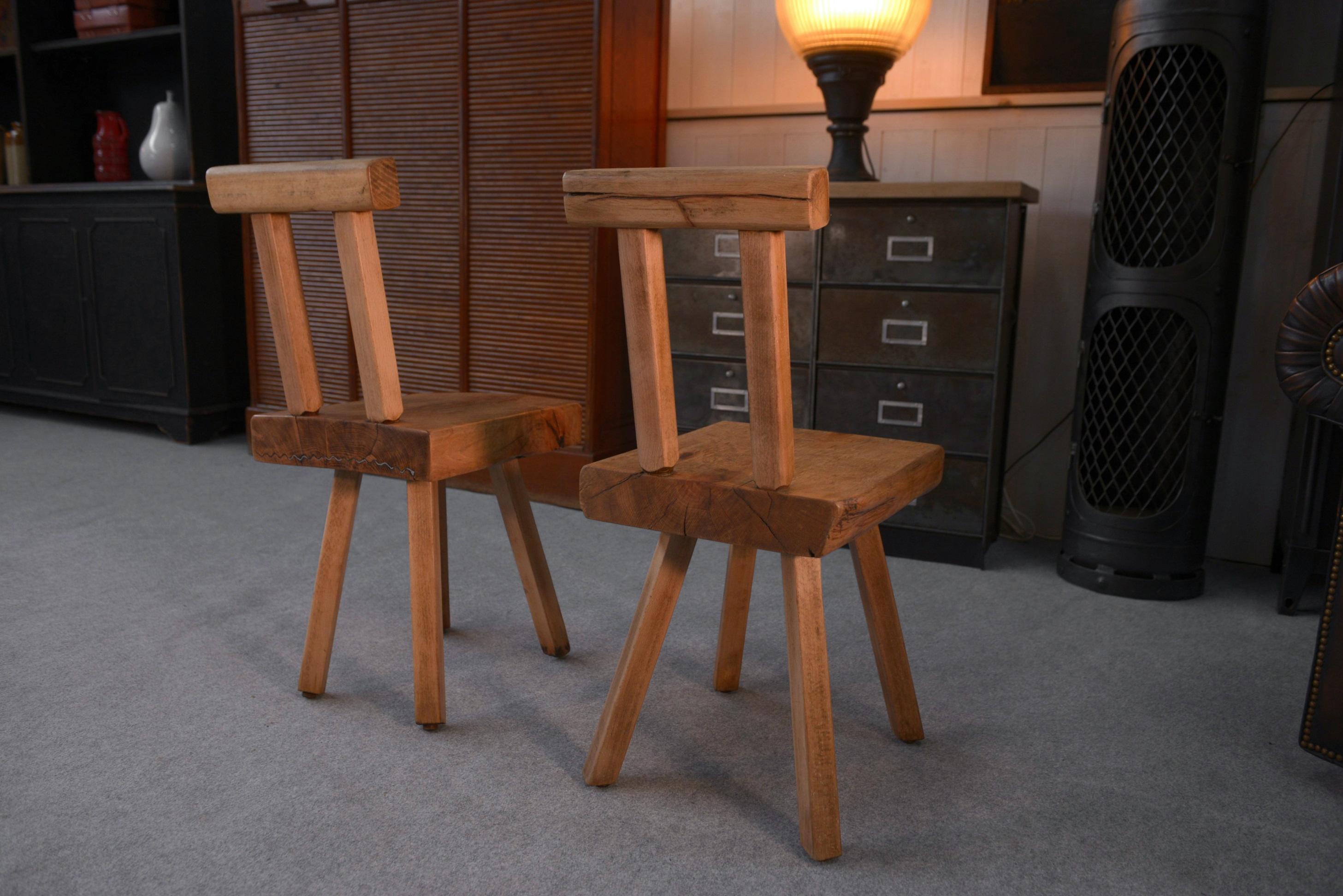 2 chaises brutalistes de la marque MOBICHALET 1960's For Sale 4