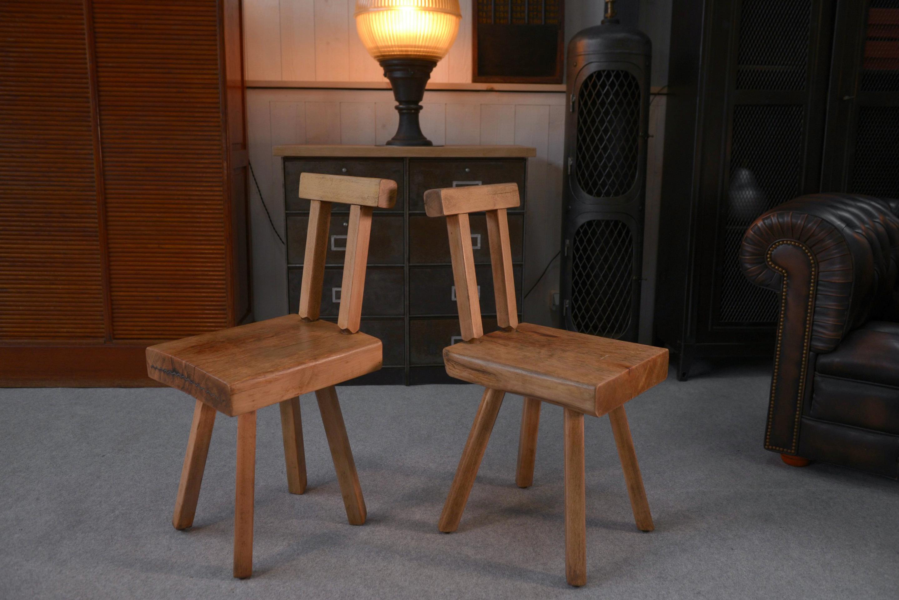 Belgian 2 chaises brutalistes de la marque MOBICHALET 1960's For Sale