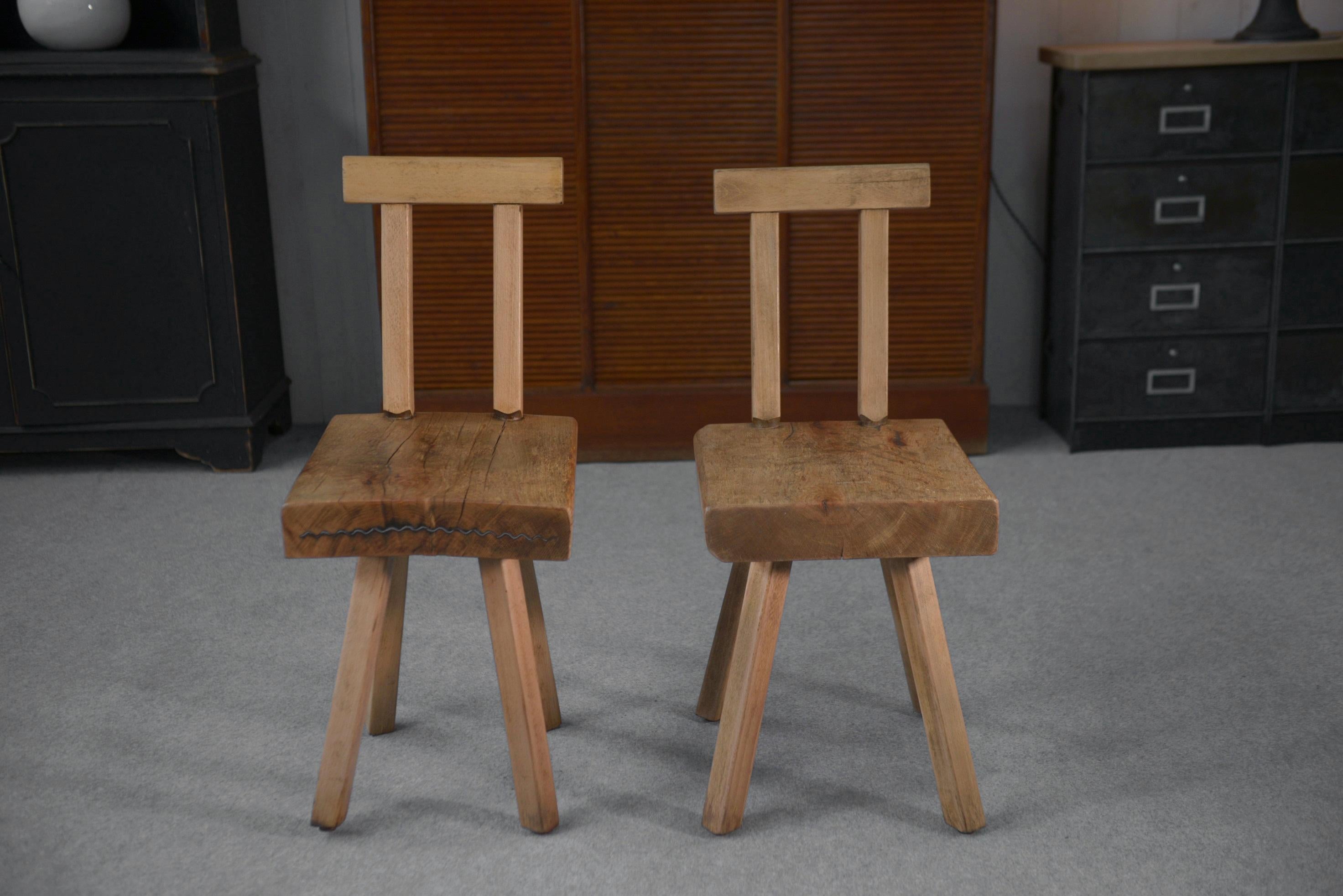 2 chaises brutalistes de la marque MOBICHALET 1960's For Sale 2