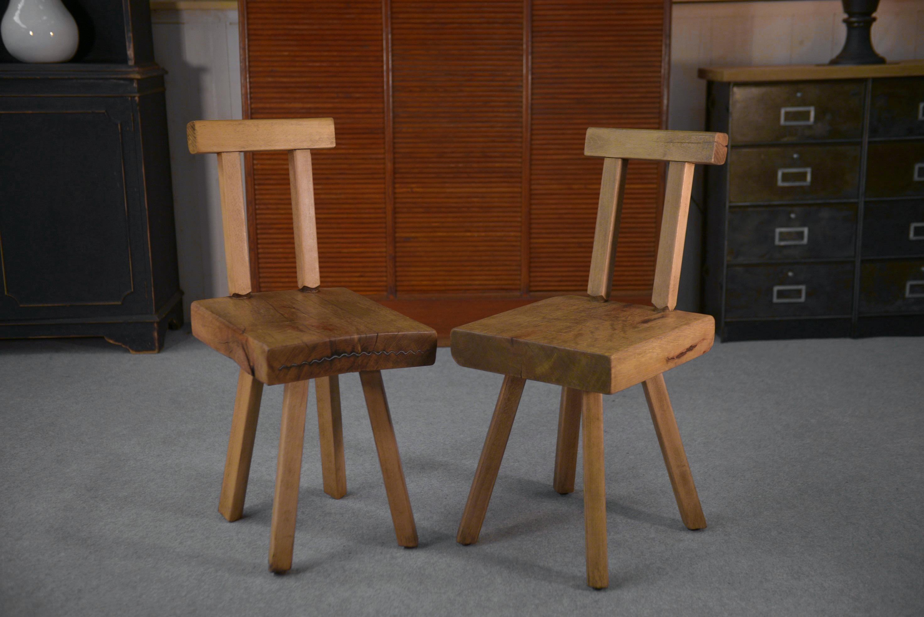 2 chaises brutalistes de la marque MOBICHALET 1960's For Sale 3