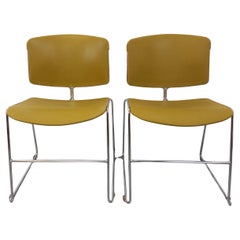 2 chaise empilables vintage Max Stacker Steelcase in plastica e cromo