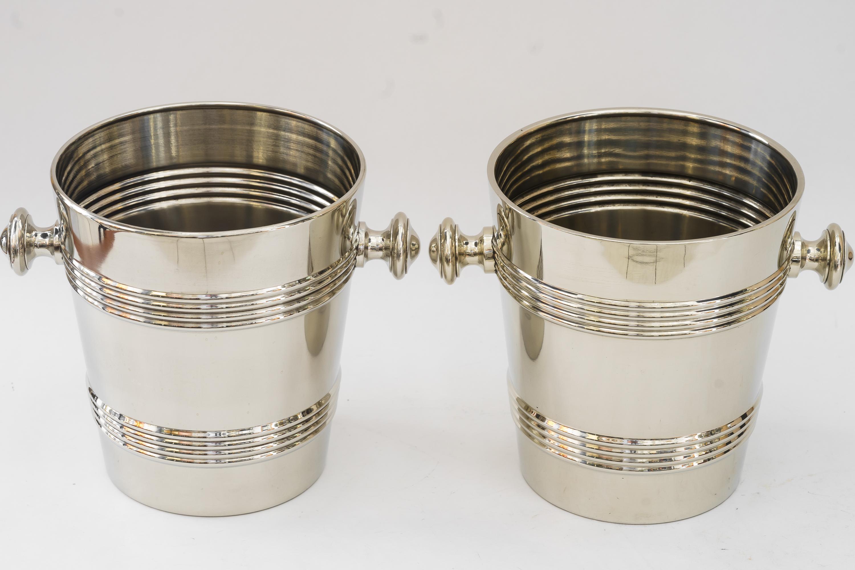 Early 20th Century 2 Champagne Buckets Round, 1920s 'Alpaca ' by Berndorf ( marked )