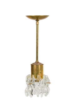 Mid-Century Chandelier, Brass Body with Glass Shade, Late 1900s, Each