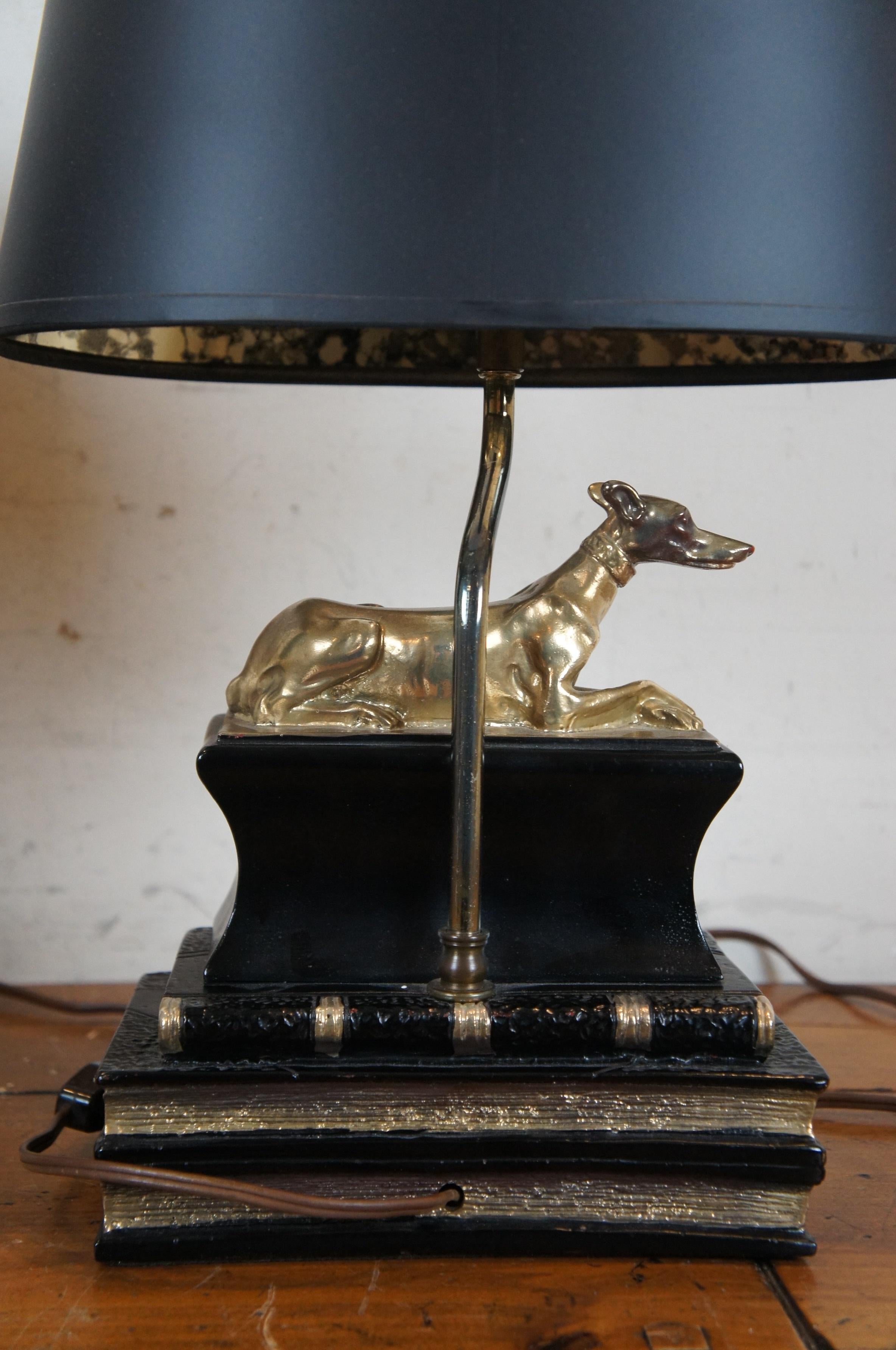 2 Chapman 1973 Sculptural Greyhound Whippet Dog Library Book Table Lamps 3