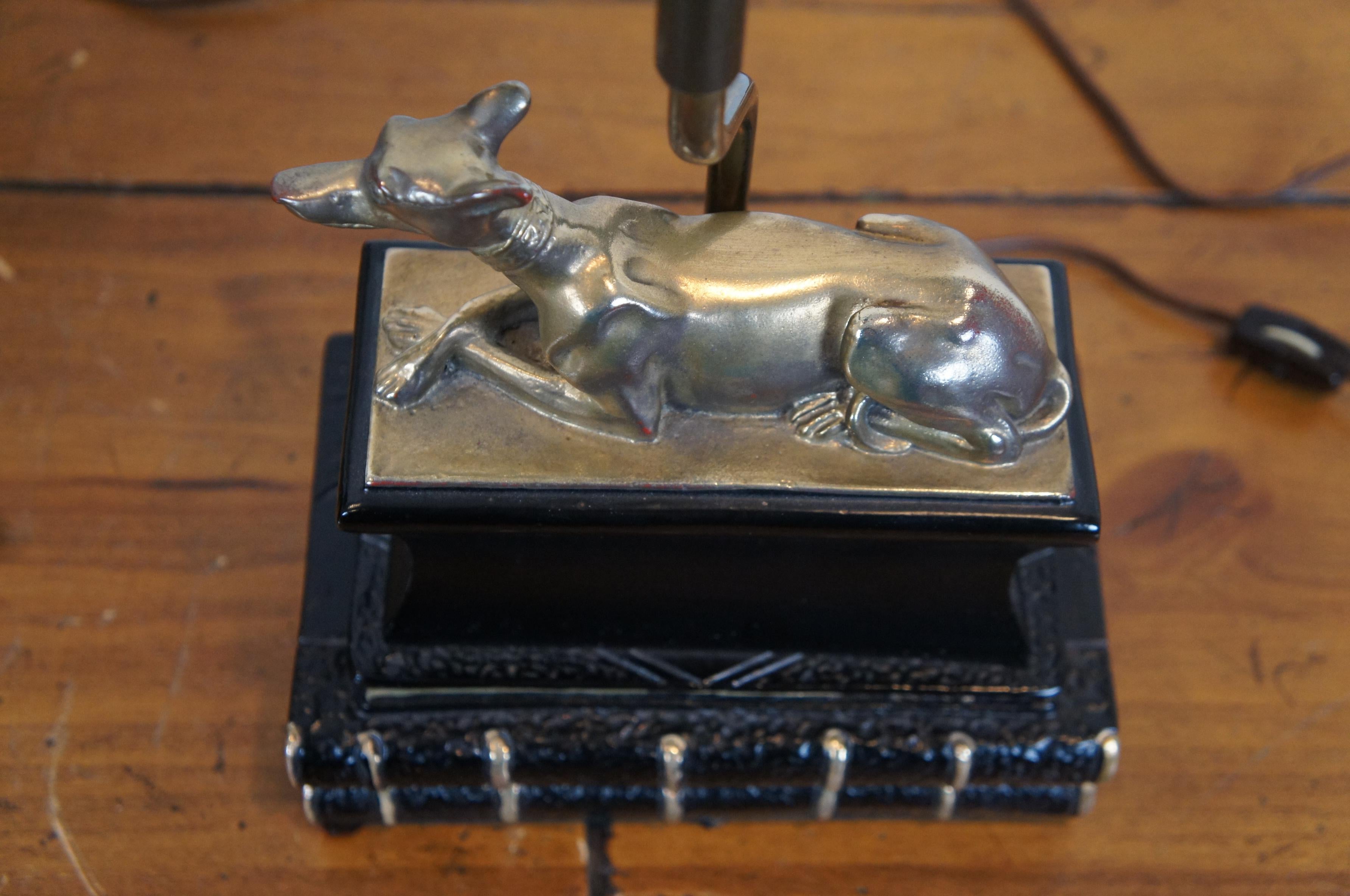 2 Chapman 1973 Sculptural Greyhound Whippet Dog Library Book Table Lamps In Good Condition In Dayton, OH
