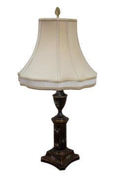 2 Chelsea House Neoclassical Schwarz Tole gemalt Trophäe Urne Tischlampen 32"