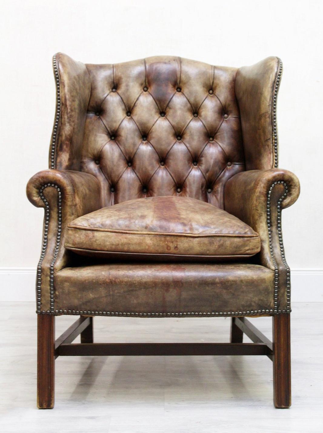 2-Chesterfield Armchair Armchair Wing Chair Antique Chair im Zustand „Gut“ im Angebot in Lage, DE