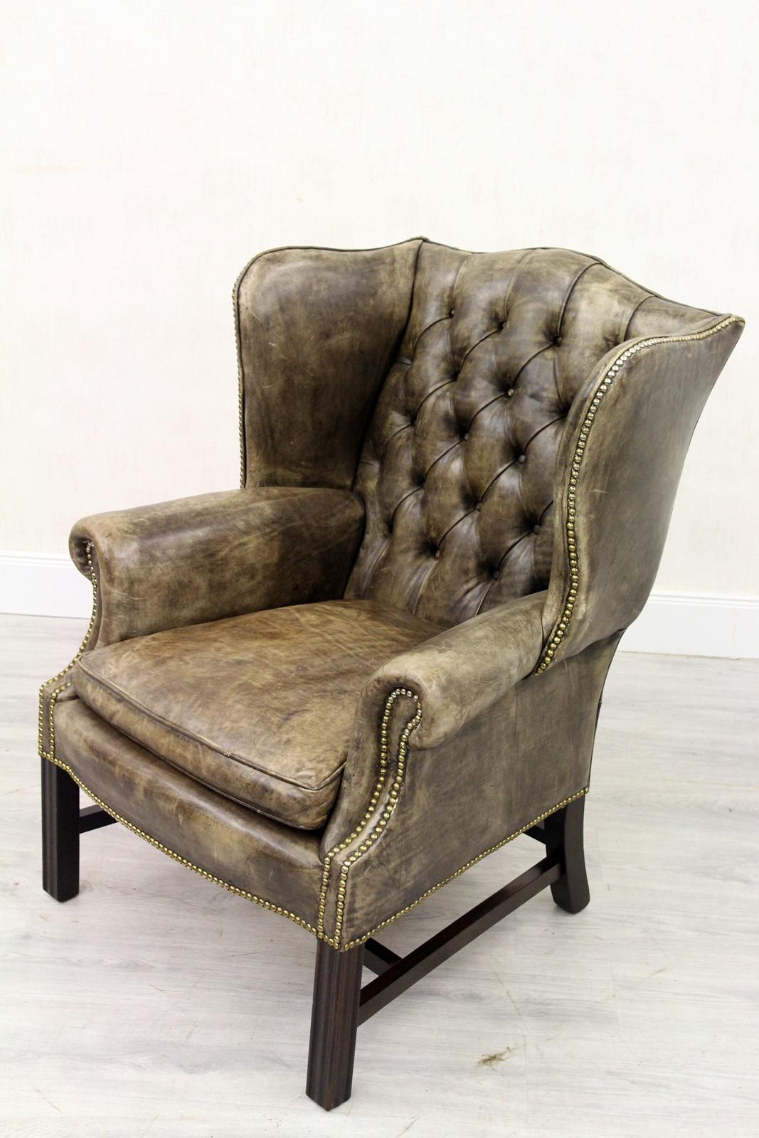 Late 20th Century 2 Chesterfield Armchair Armchair Wing Chair Antique Chair For Sale