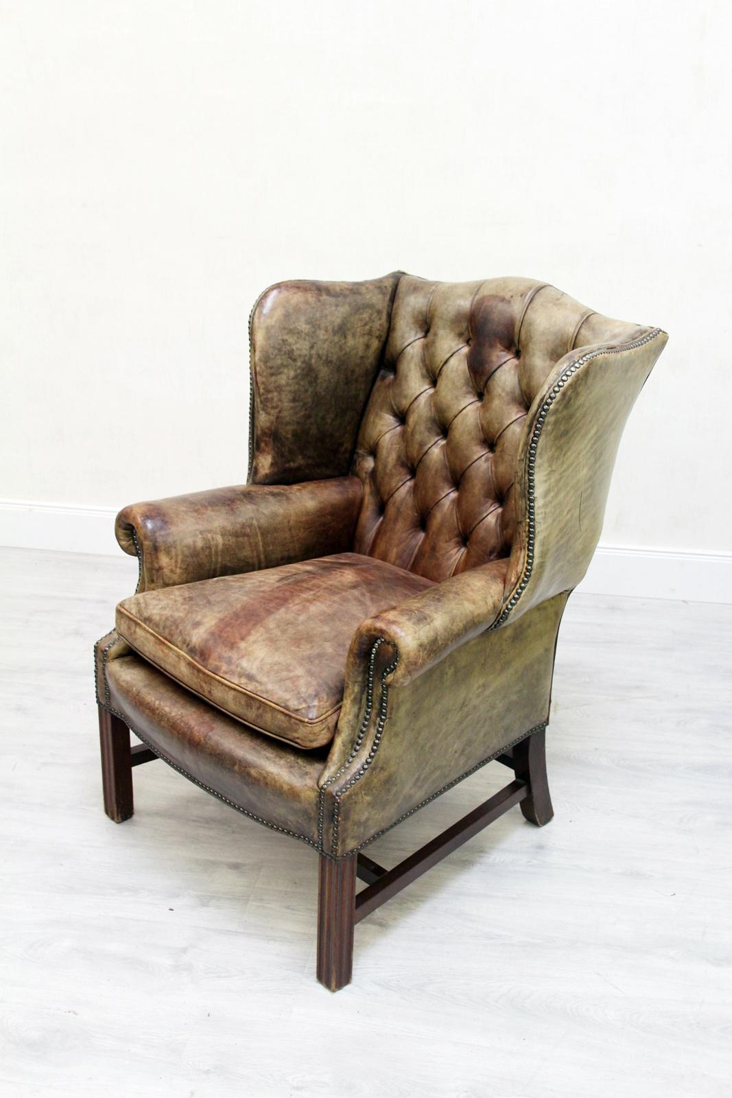 2-Chesterfield Armchair Armchair Wing Chair Antique Chair im Angebot 2