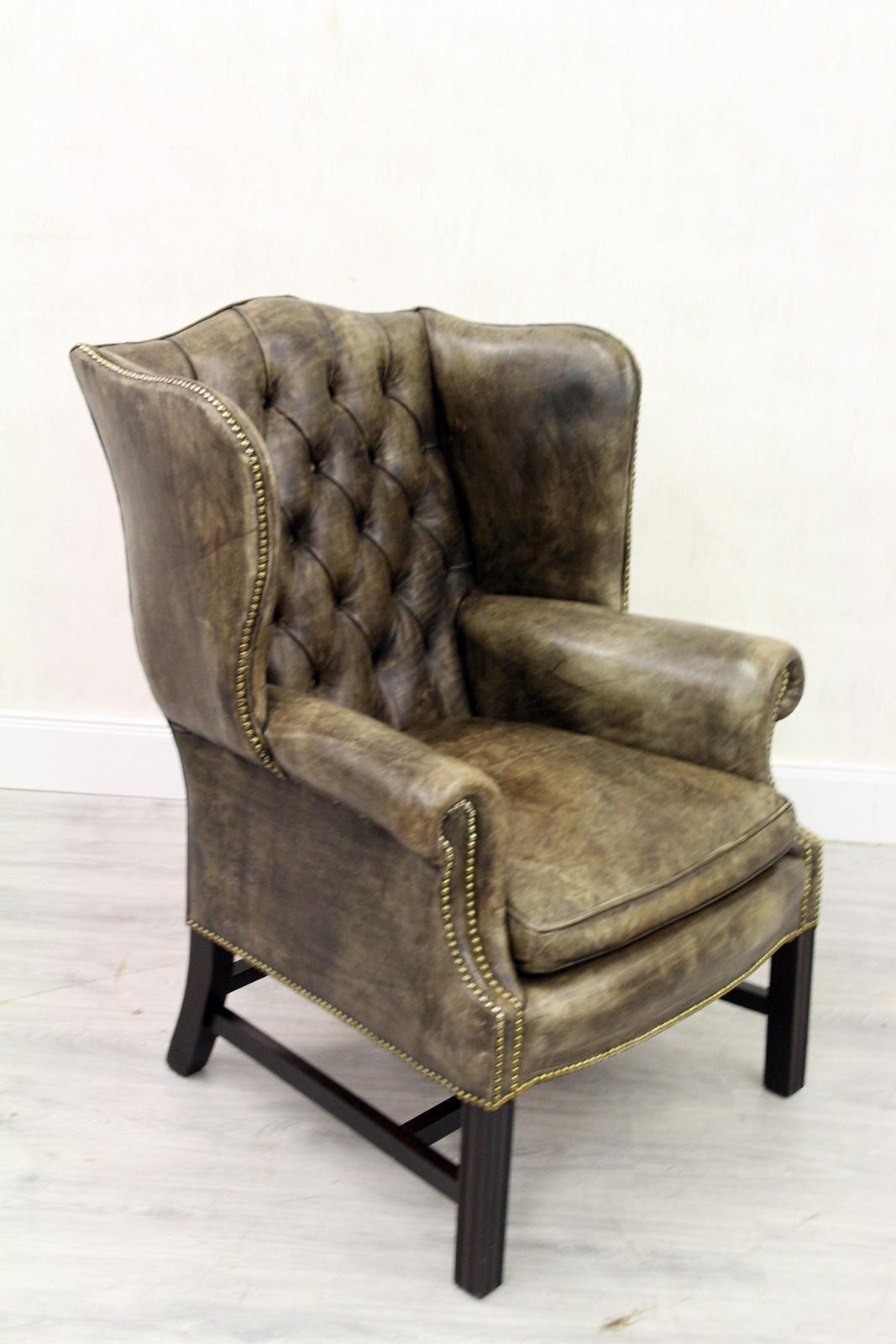2 Chesterfield Armchair Wing Chair Antique Chair im Angebot 3