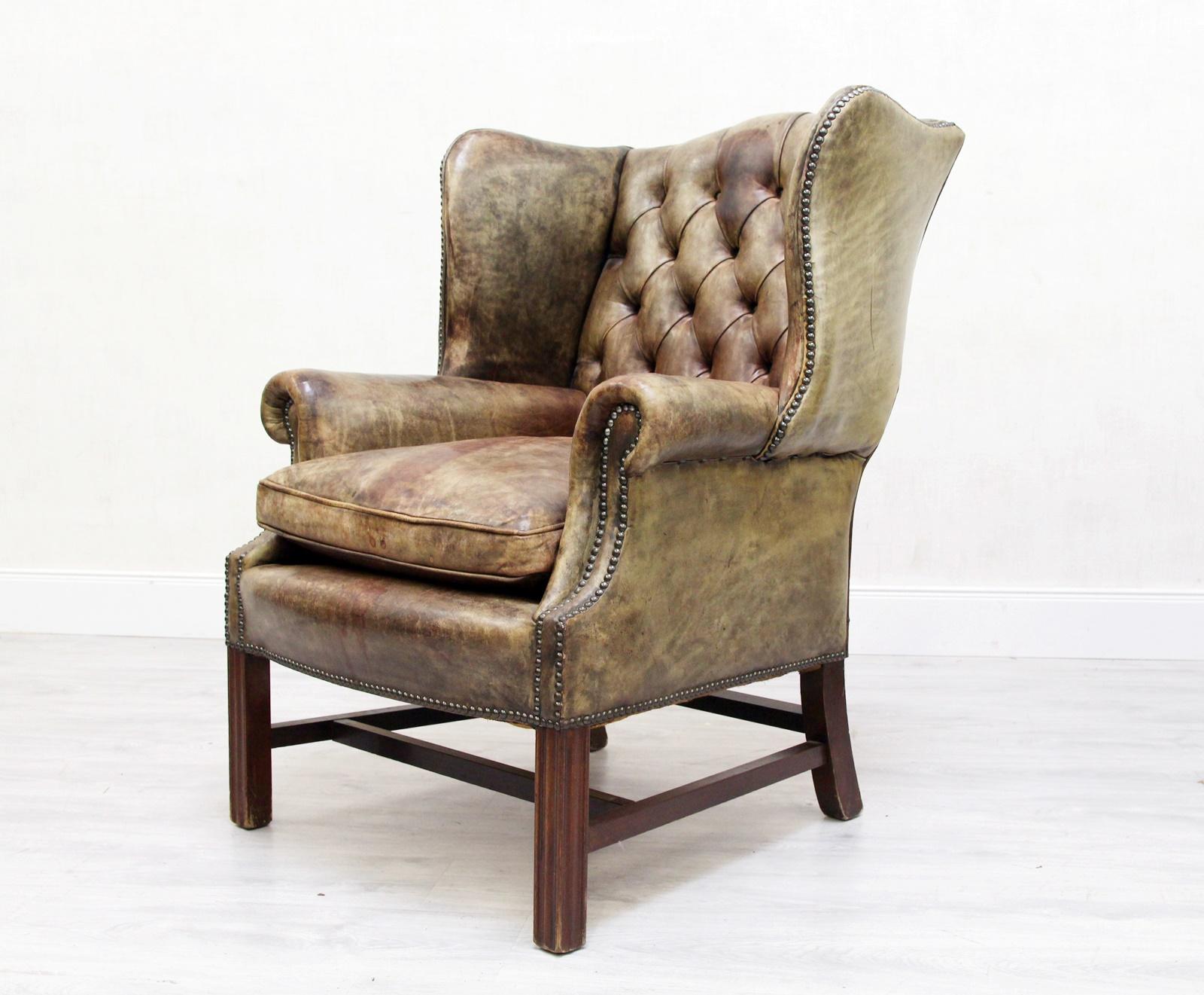 2-Chesterfield Armchair Armchair Wing Chair Antique Chair im Angebot 3
