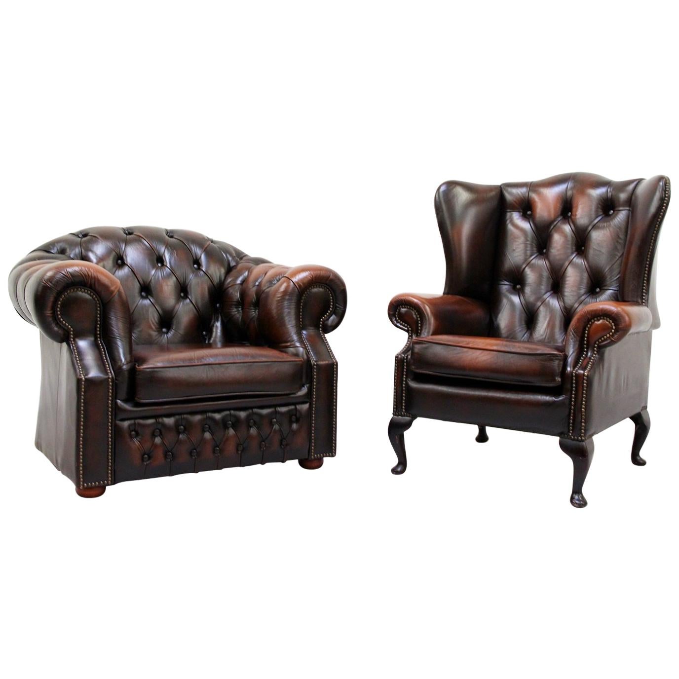 2 Chesterfield Armchair Armchair Wing Chair Antique Chair