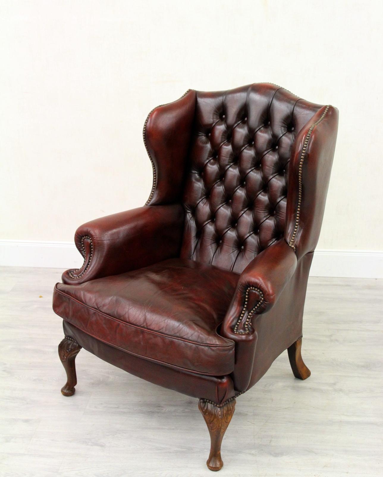 2 Chesterfield Armchair Wing Chair Antique Chair (Ende des 20. Jahrhunderts)