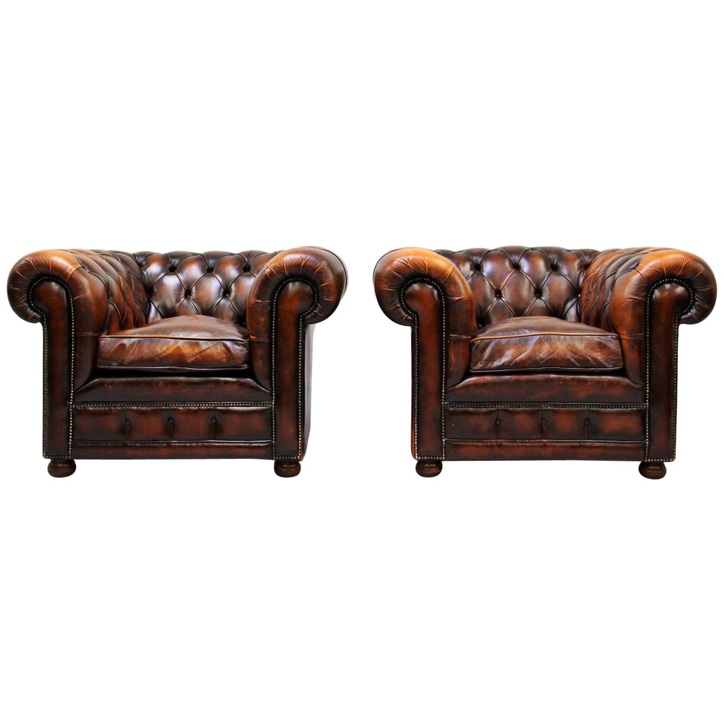 2 Chesterfield Armchair Wing Chair Antique Chair