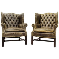 2 Chesterfield Armchair Wing Chair Antique Chair