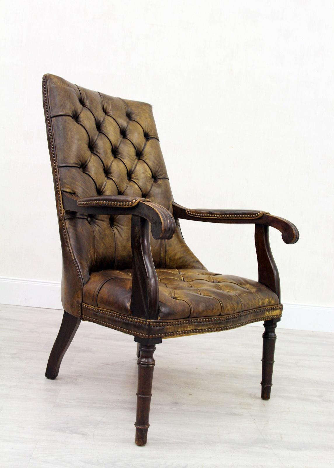 2 Chesterfield Chippendale Wing Chair Armchair Baroque Antique For Sale 6