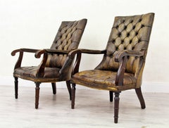 2 Chesterfield Chippendale Wing Chair Armchair Baroque Antique