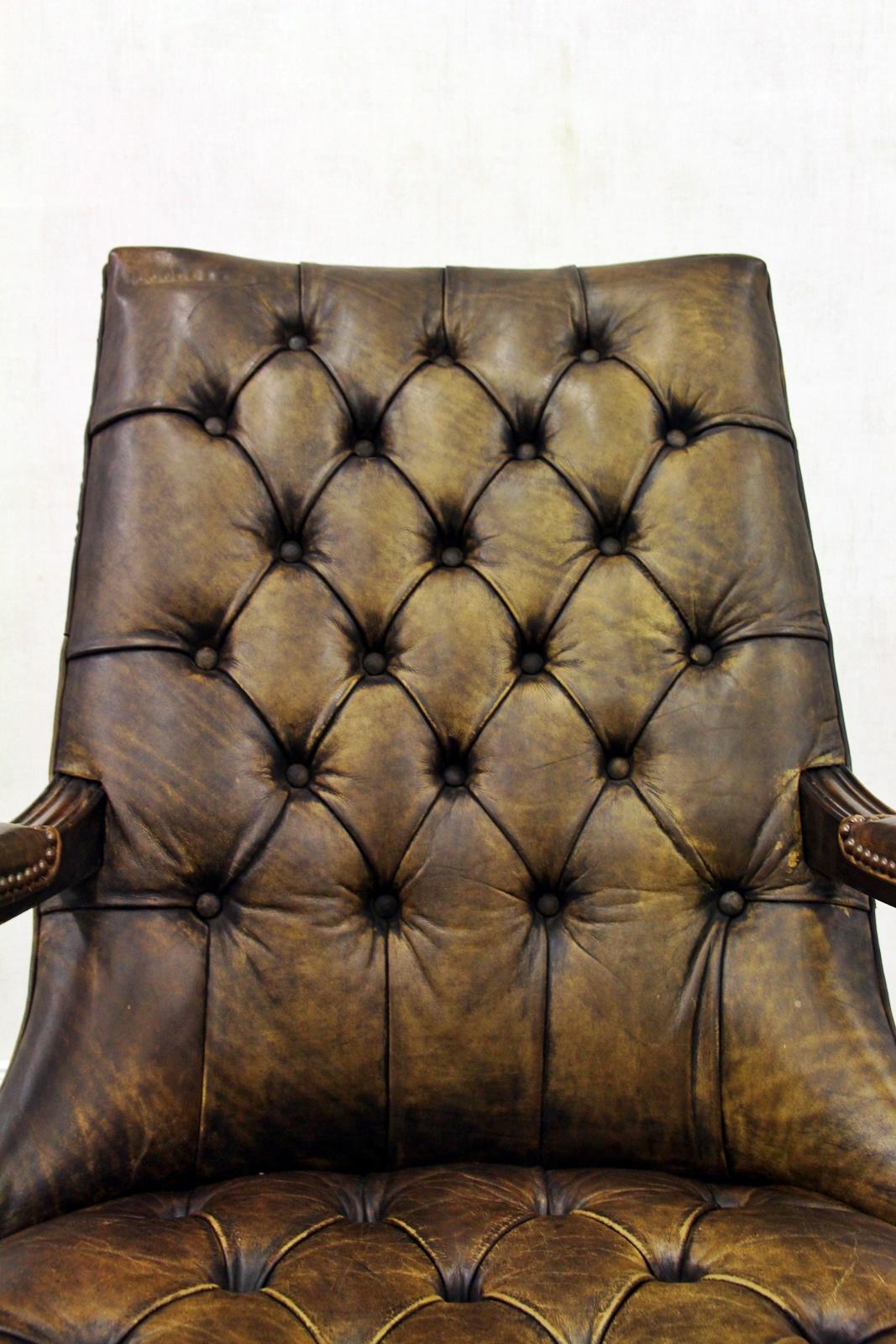 2 Chesterfield Chippendale Wing Chair Armchair Baroque Antique For Sale 2