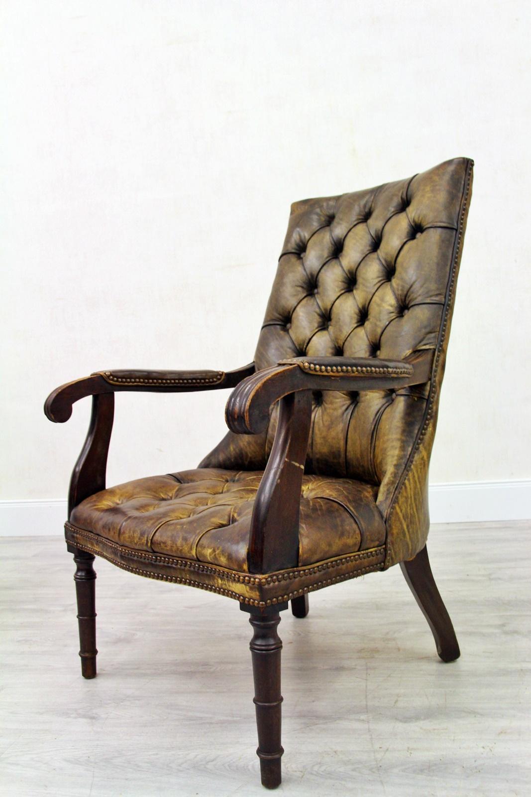 2 Chesterfield Chippendale Wing Chair Armchair Baroque Antique For Sale 3