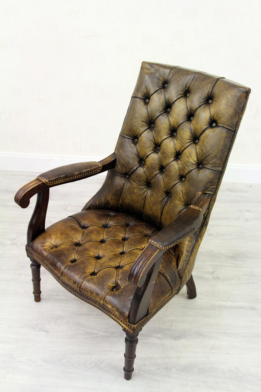 2 Chesterfield Chippendale Wing Chair Armchair Baroque Antique For Sale 4