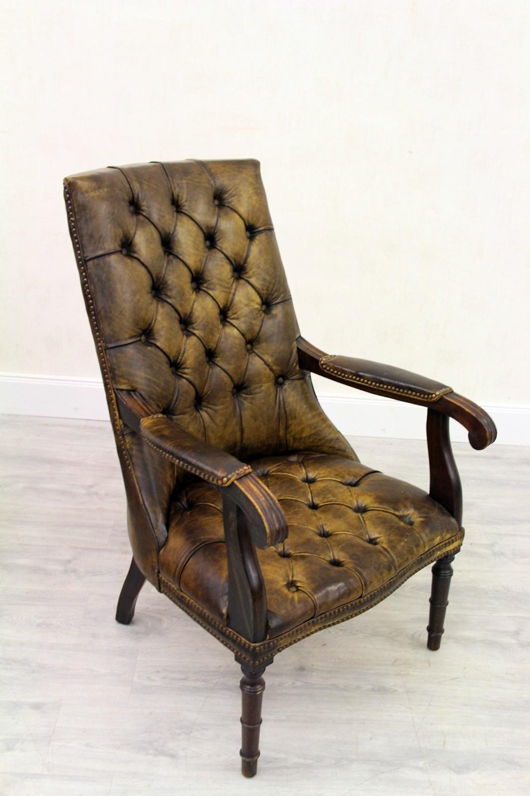 2 Chesterfield Chippendale Wing Chair Armchair Baroque Antique For Sale 5