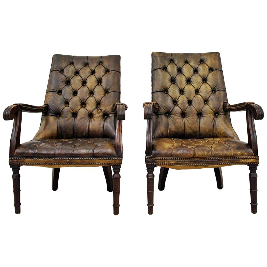 2 Chesterfield Chippendale Wing Chair Armchair Baroque Antique For Sale