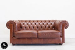 2 Chesterfield Sofa Leather Antique Chippendale Vintage Couch English