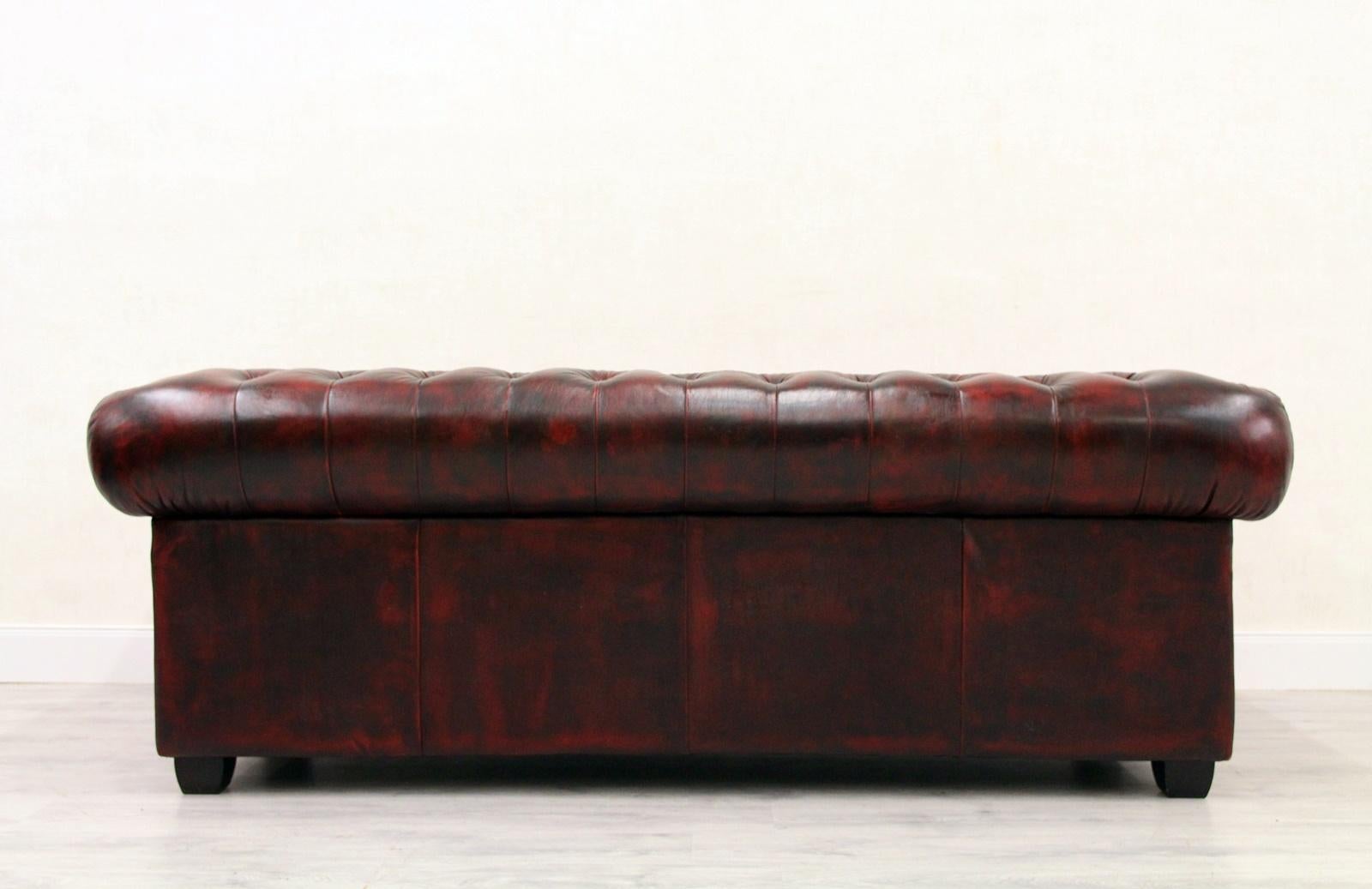 2 Chesterfield Sofa Leather Antique Vintage Couch English Chippendale im Angebot 8
