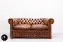 2 Chesterfield Sofa Leather Antique Vintage Couch English Chippendal