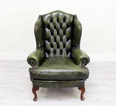 2 Chesterfield Wing Chair Armchair Recliner Antique