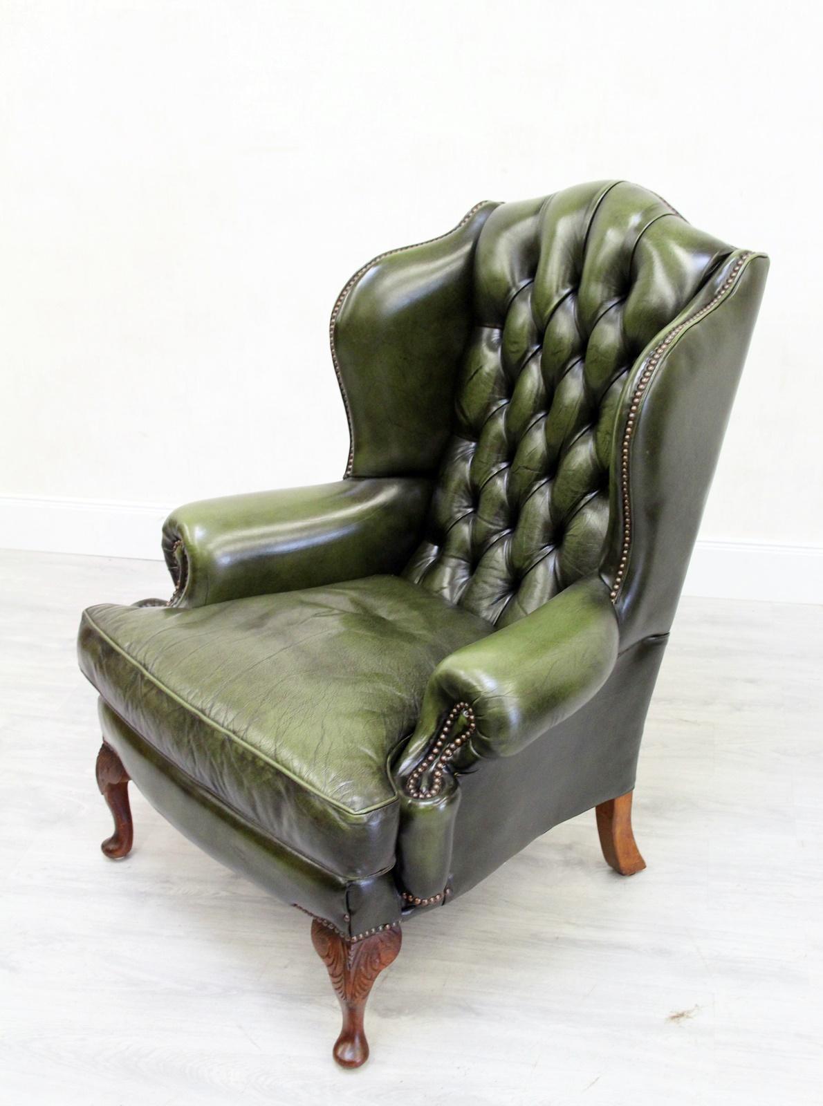 2 Chesterfield Wing Chair Armchair Recliner Antique For Sale 2