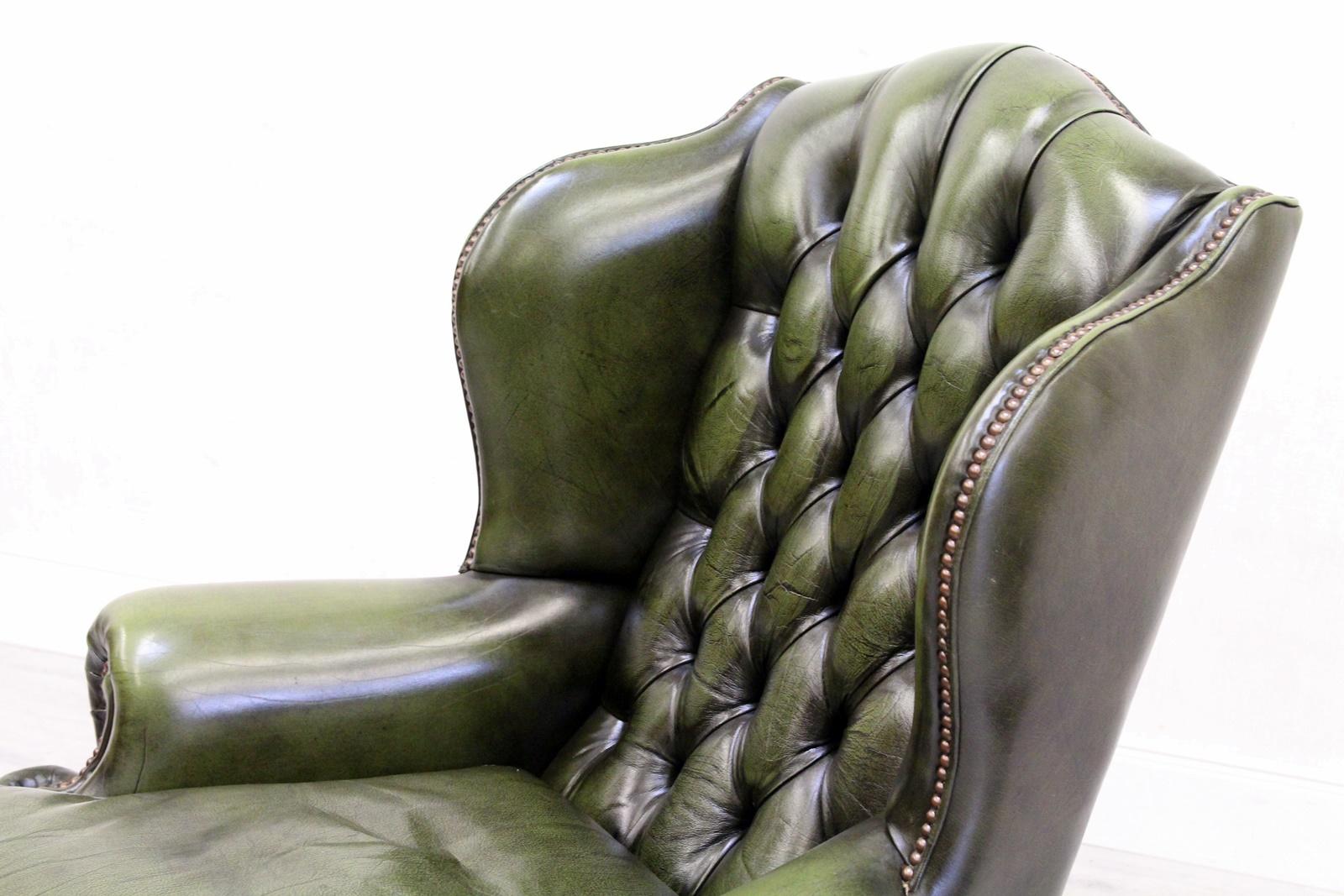 2 Chesterfield Wing Chair Armchair Recliner Antique For Sale 3