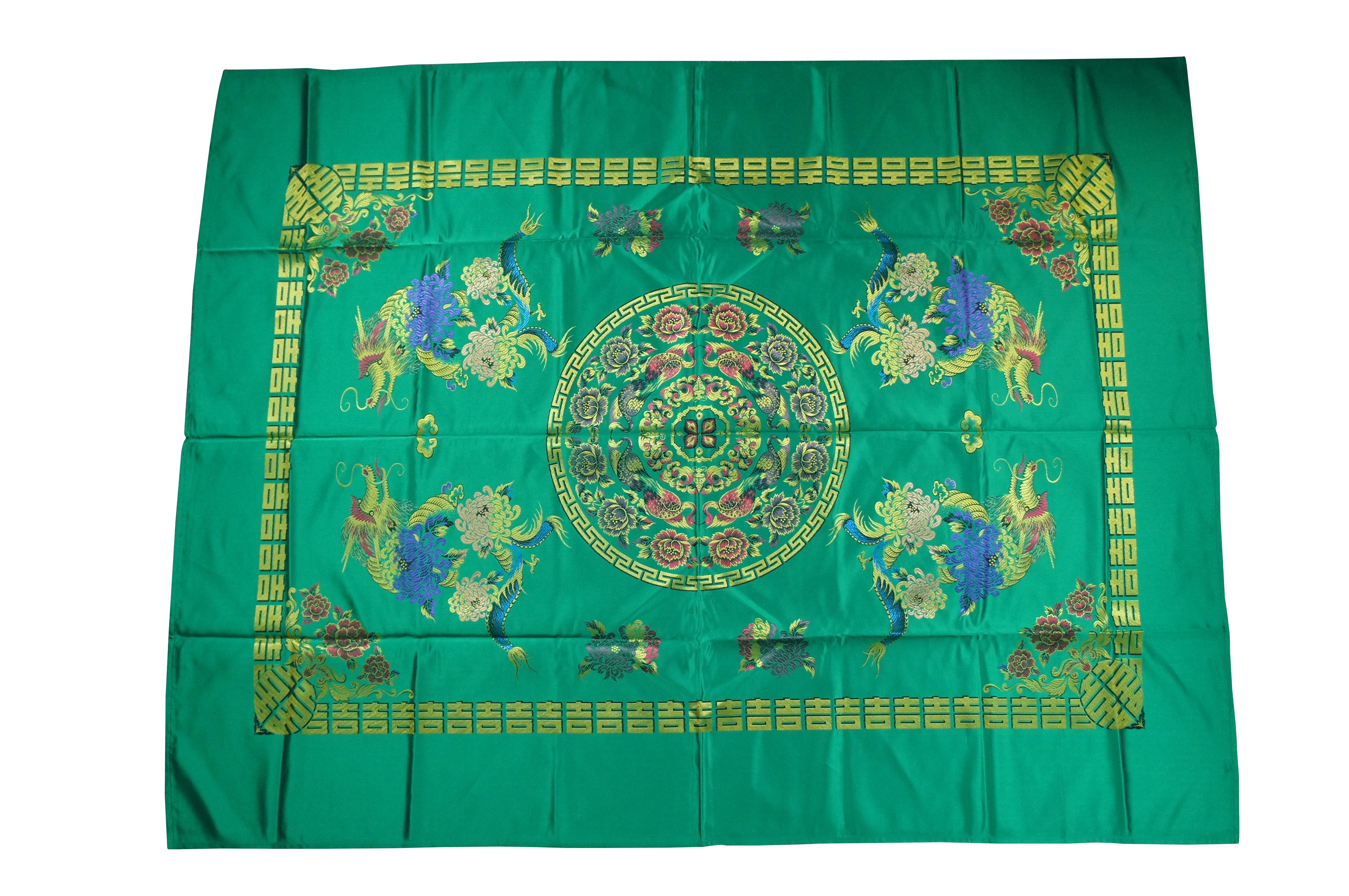 Chinoiserie 2 Korean Metallic Silk Embroidered Peacock Dragon Textile Tapestry 83