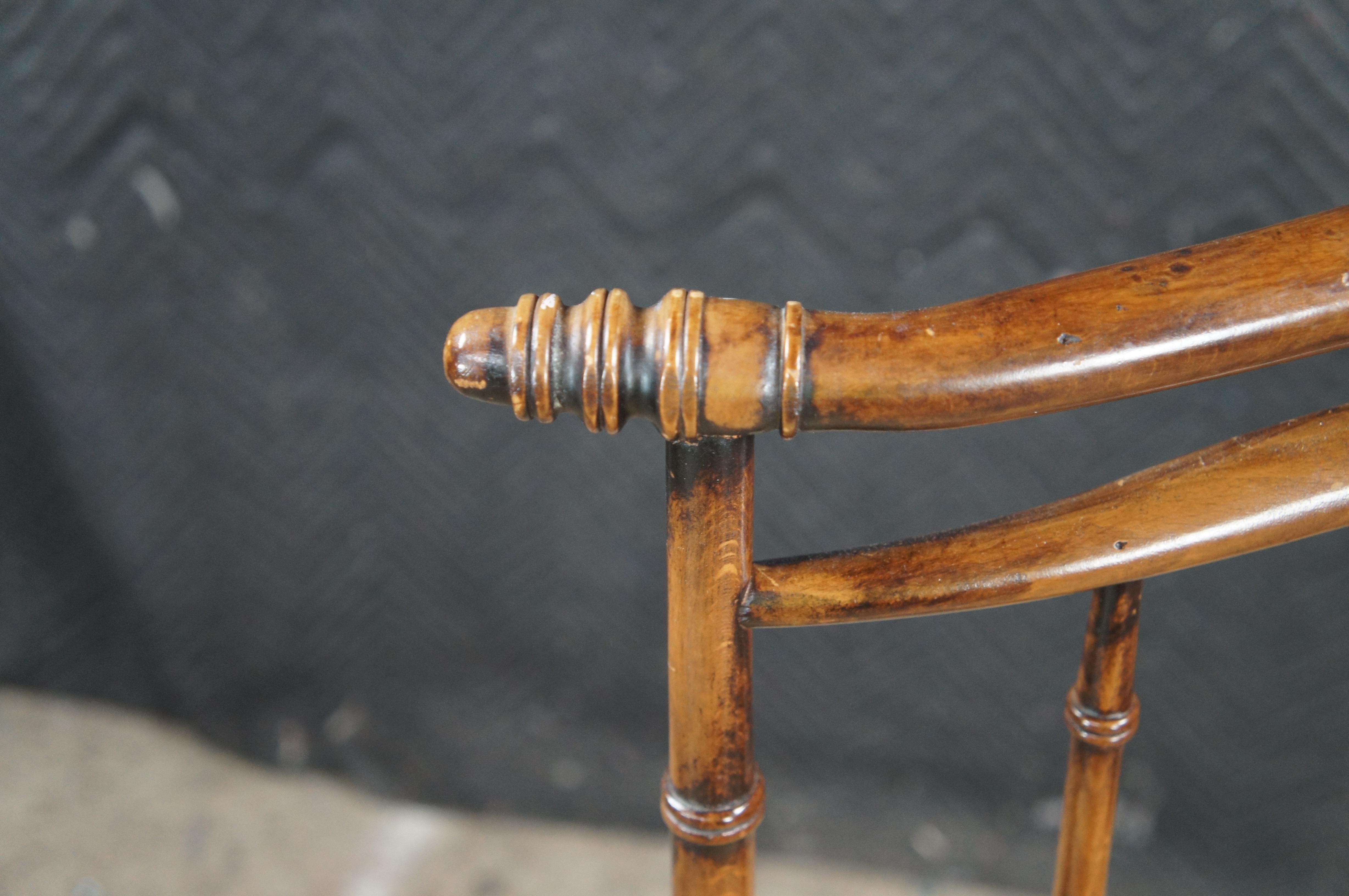 2 Sillas de Comedor con Respaldo Alto de Madera de Haya Faux Bambú Chinoiserie 40 en venta 7