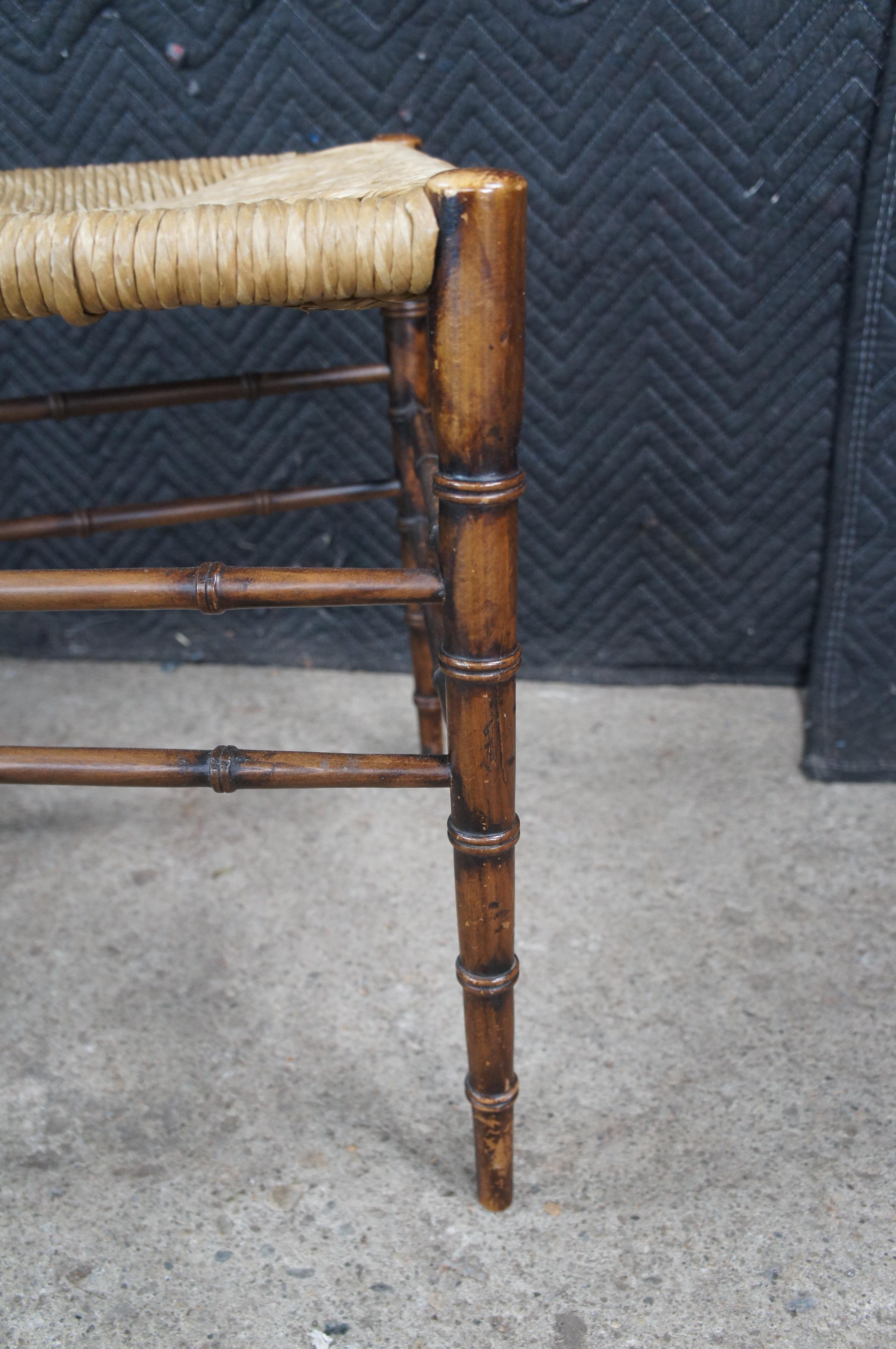 2 Sillas de Comedor con Respaldo Alto de Madera de Haya Faux Bambú Chinoiserie 40 en venta 4
