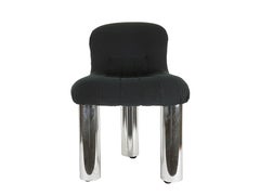 Two Chrome Plated Metal and Black Fabric Soft Chairs Botolo by Boeri for Arflex