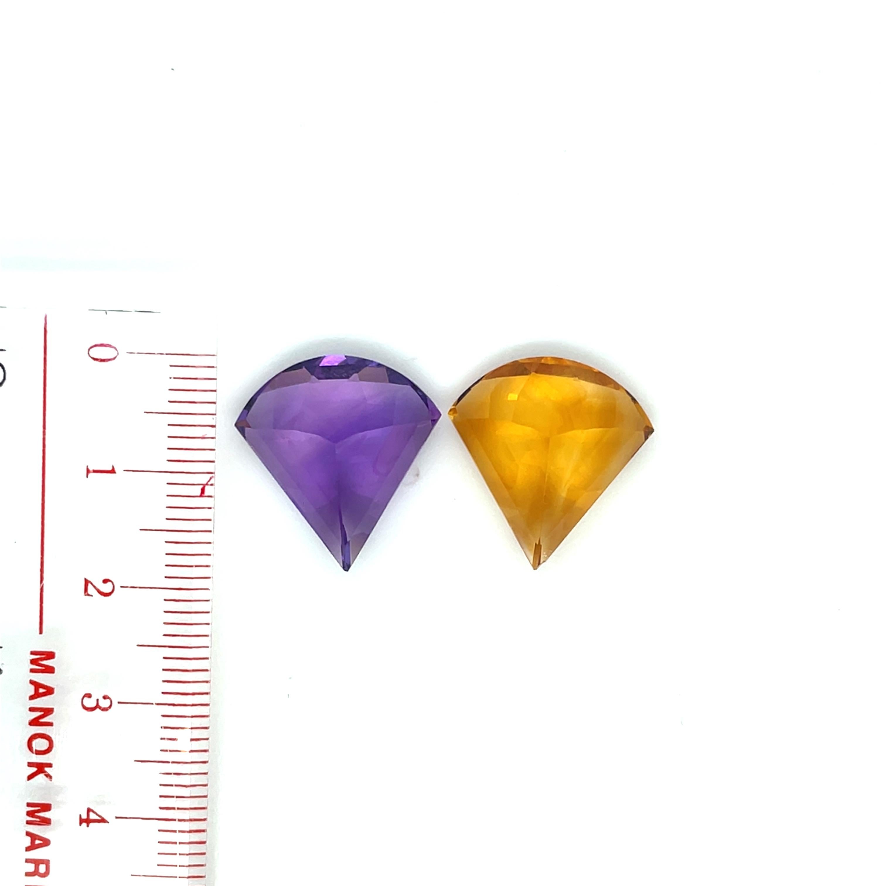 Women's or Men's 2 Citrine and Amethyst Cts 26.01 For Sale