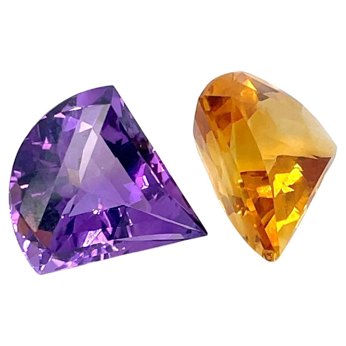 2 Citrine and Amethyst Cts 26.01 For Sale