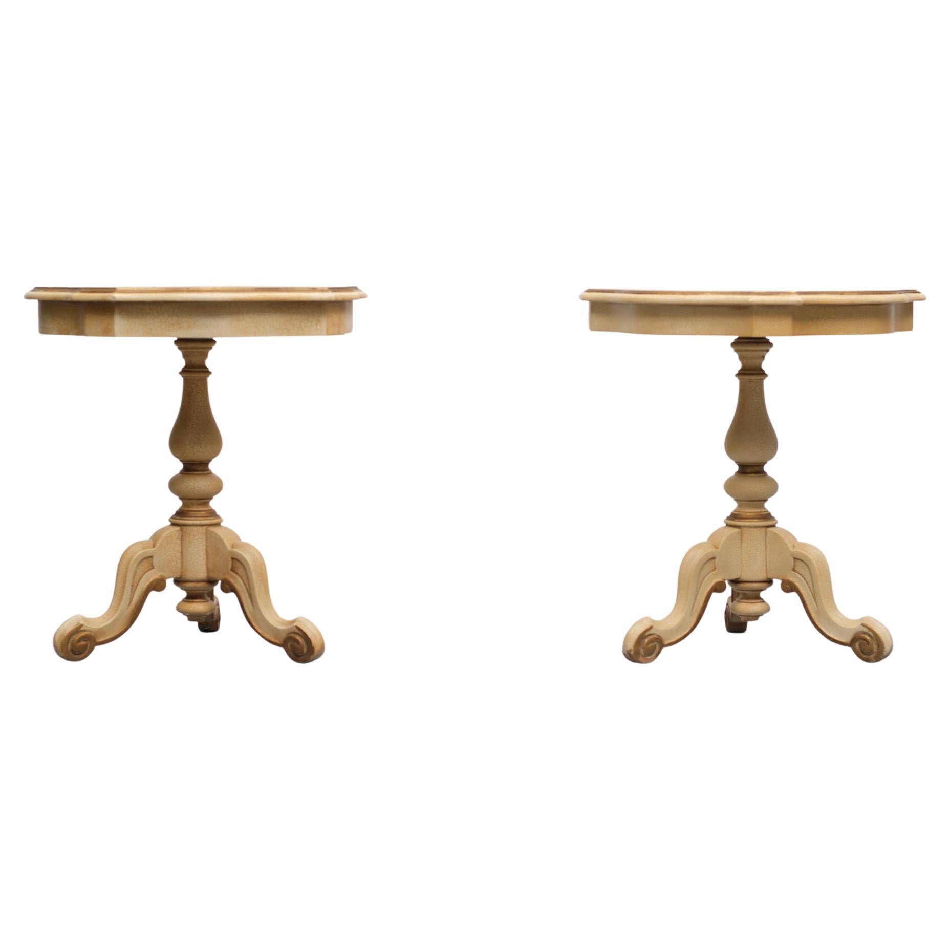 2 Classic Italian Craquelure Side Tables 1960s 