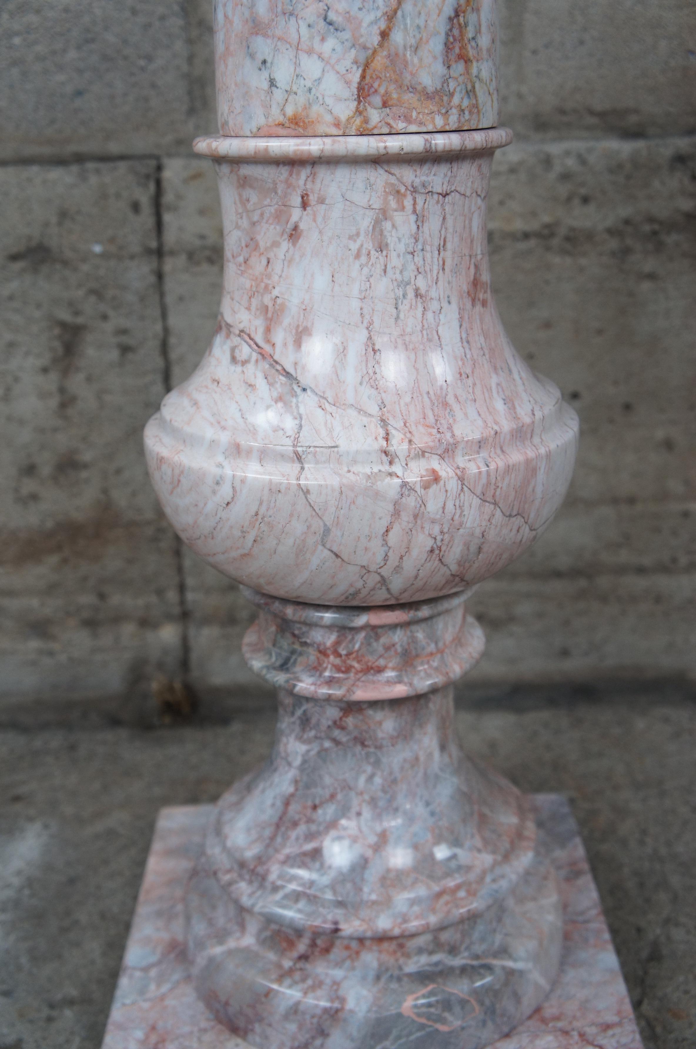 Mexican 2 Classical Rouge Marble Columns Pillar Pedestal Stand Sculpture Display Pair For Sale