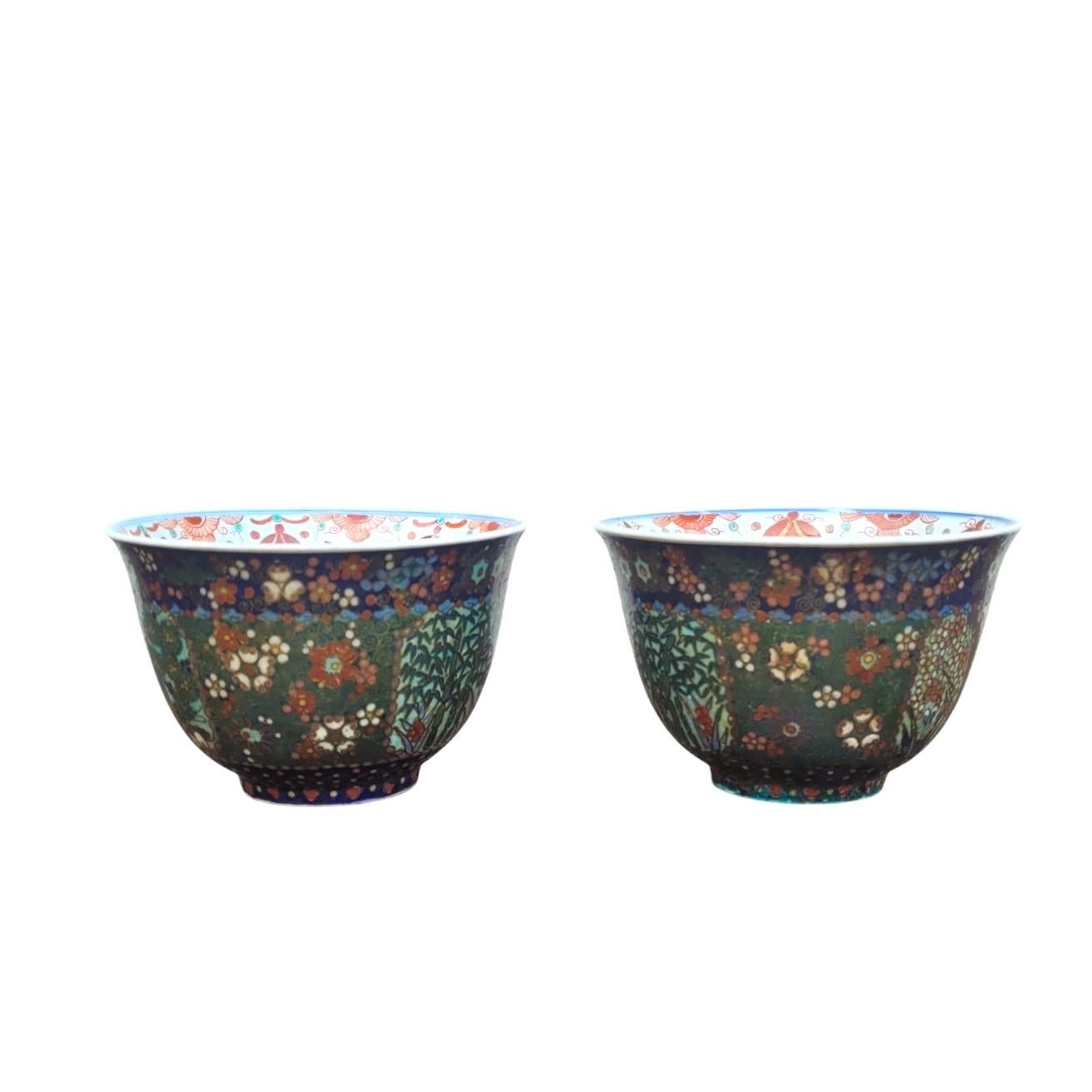 2 cuencos de cloisonné, Asia, Finales del siglo XIX-principios del XX en venta