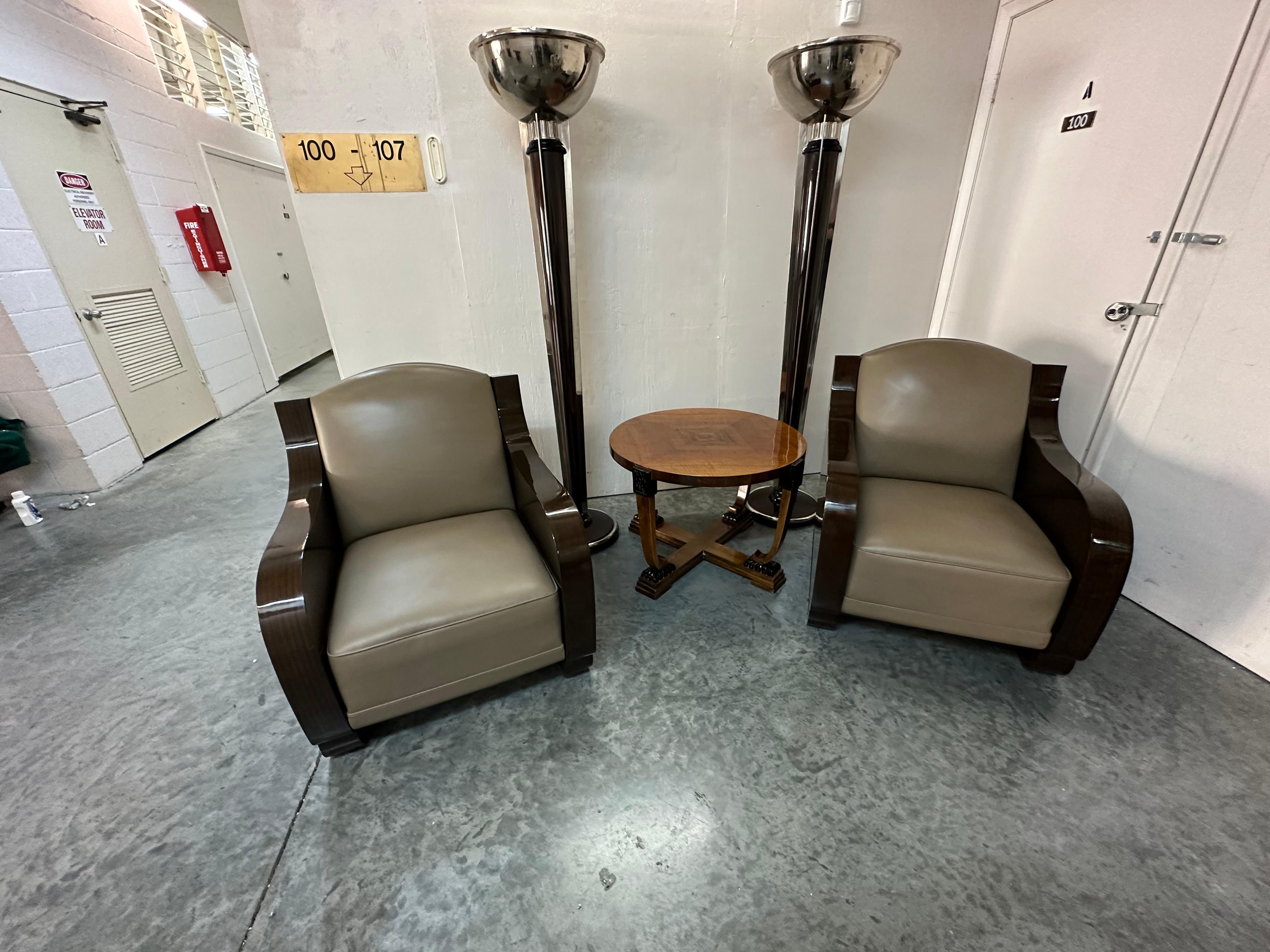 2 Club Armchairs in Leather, Art Deco 1930 France  For Sale 15