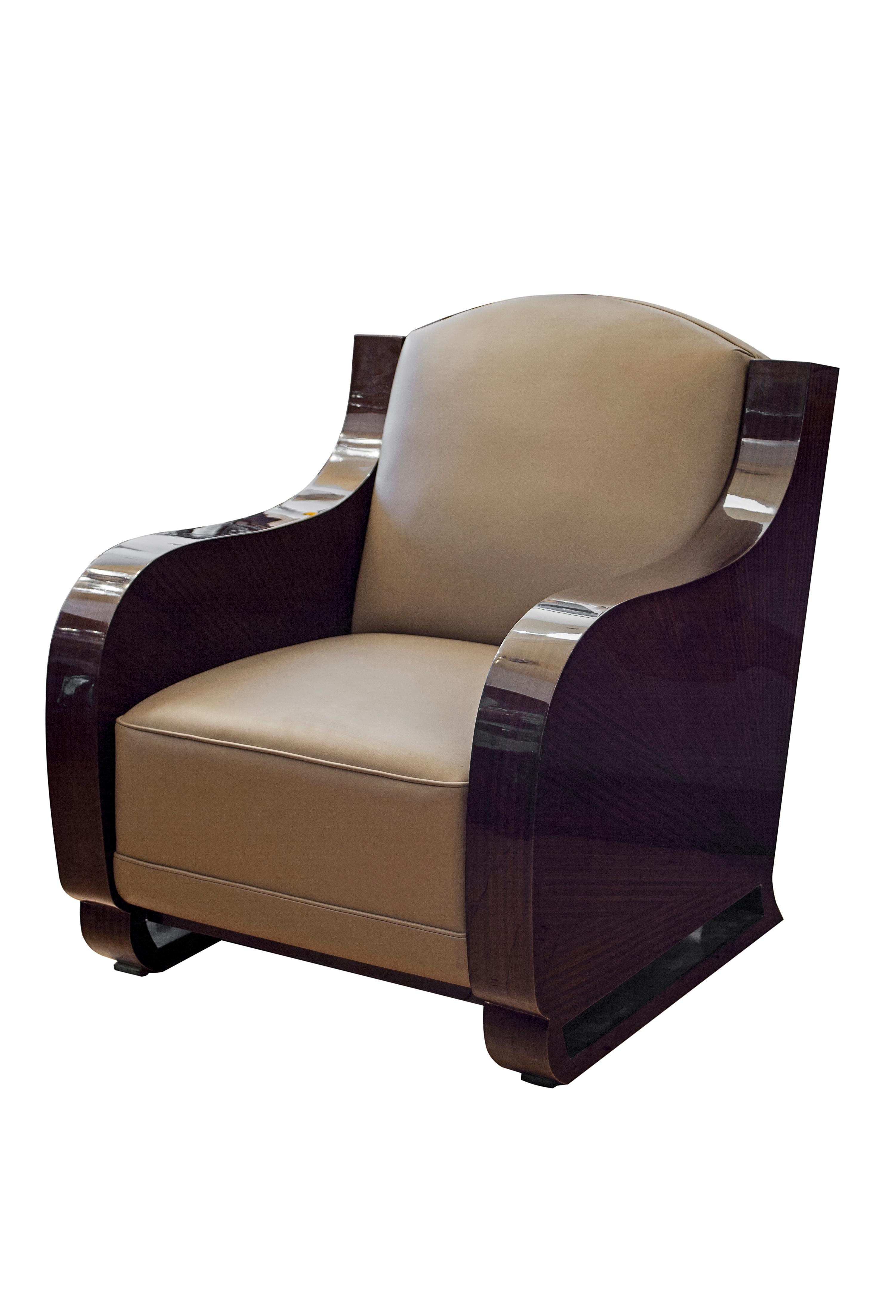 2 Club Armchairs in Leather, Art Deco 1930 France For Sale 4