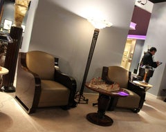 2 fauteuils club en cuir, Art déco 1930 France